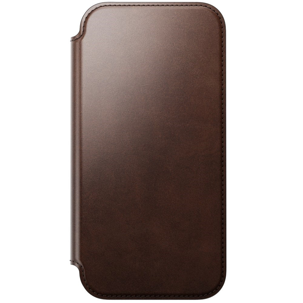 iPhone 18 Pro Max Nomad Modern Horween Leather Folio Case - MagSafe Compatible - Rustic Brown