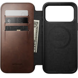 iPhone 18 Pro Nomad Modern Horween Leather Folio Case - MagSafe Compatible - Rustic Brown