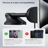 iOttie Velox Qi2 Car Mount with Wireless Charger - Dashboard / Windshield - MagSafe Compatible - Black