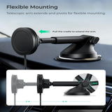 iOttie Velox Qi2 Car Mount with Wireless Charger - Dashboard / Windshield - MagSafe Compatible - Black