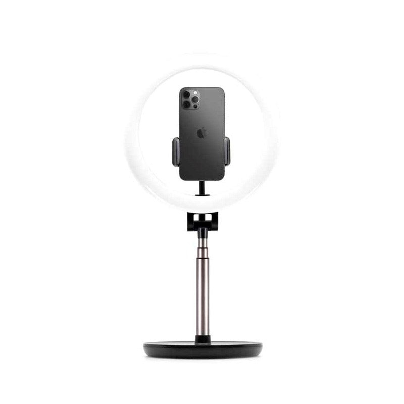 Fixed LED Ring Light Tripod Mobile Holder - Black