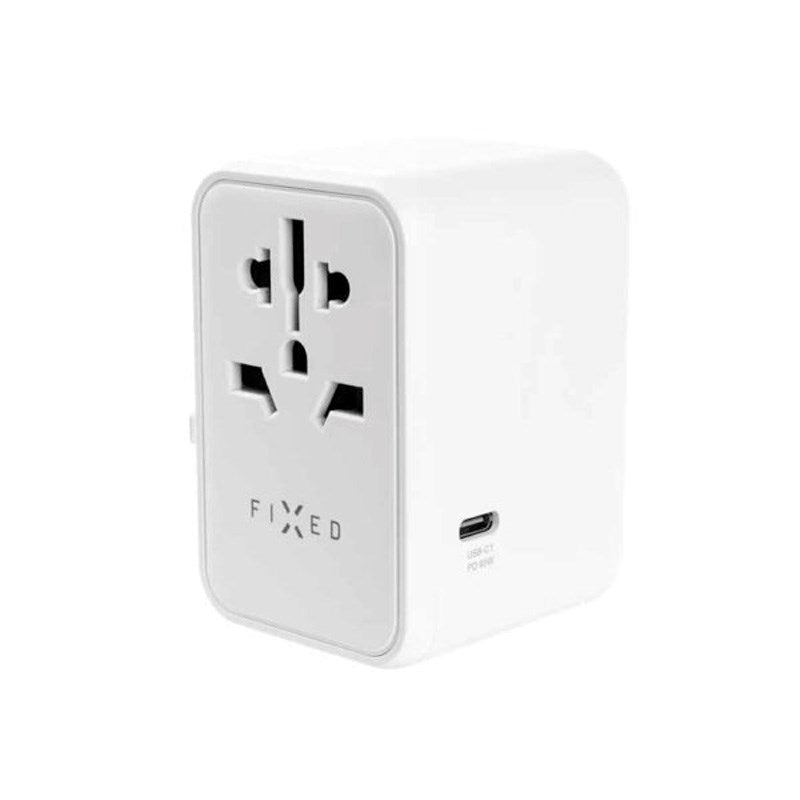 Fixed Universal Travel Adapter 65W EU / UK / USA / AUS - White