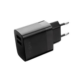Fixed Wall Charger with 2x USB-A 17W - Black