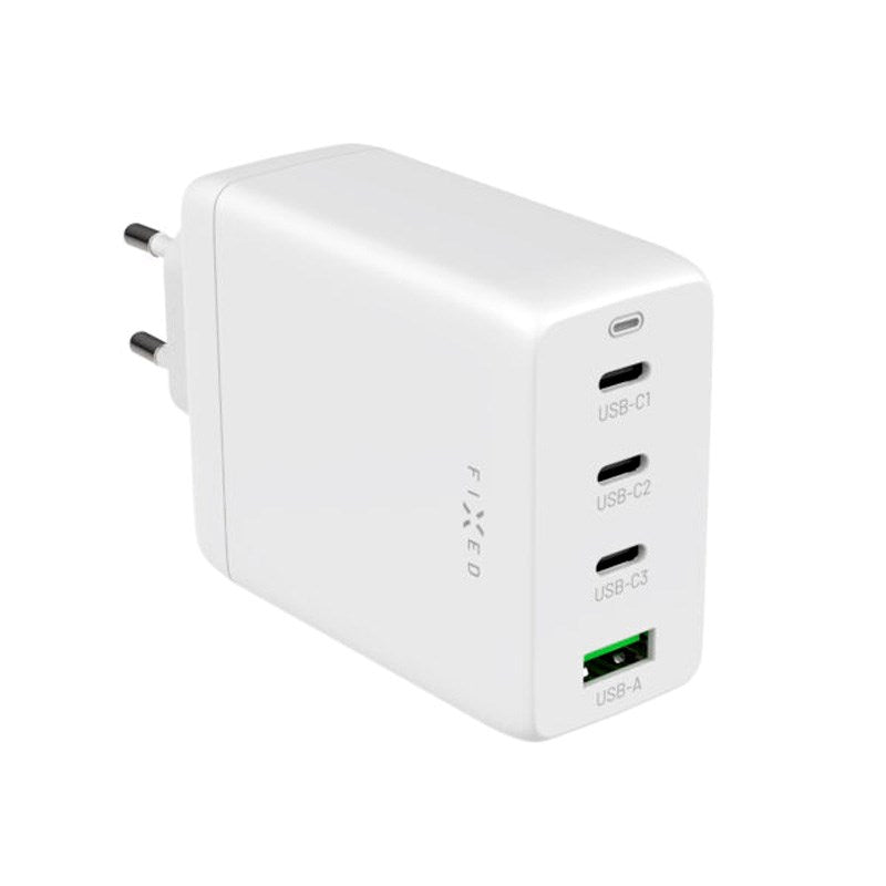 Fixed GaN 100W Wall Charger with 3x USB-C / 1x USB-A - White