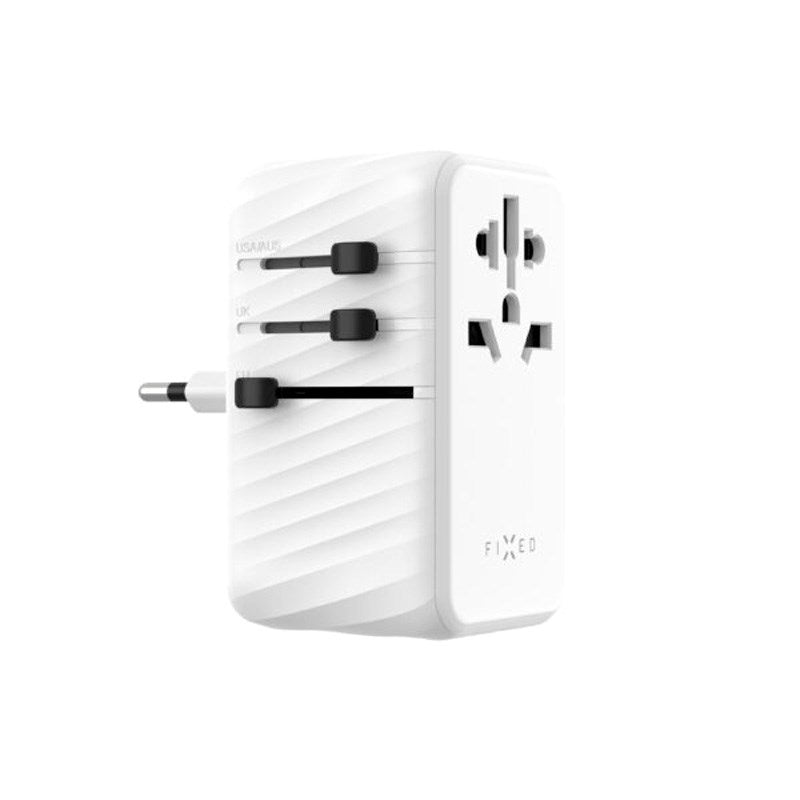Fixed Universal Travel Adapter 120W EU / UK / USA / AUS - White