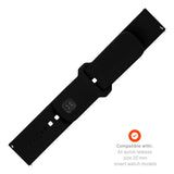 Fixed Universal Smartwatch Sporty Silicone Strap (20mm) - Black