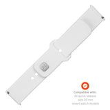 Fixed Universal Smartwatch Sporty Silicone Strap (20mm) - White