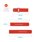 Fixed Universal Smartwatch Sporty Silicone Strap (22mm) - Red