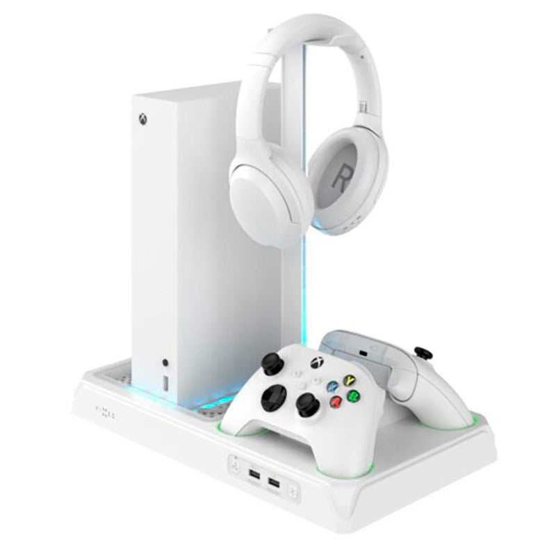 Fixed Xbox Series S/X Stand w. Cooling & 2 x Controller Charging Slots - White