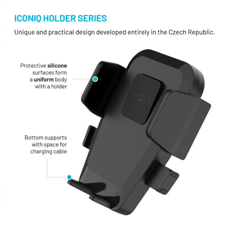 Fixed Iconiq Flex XL (Max. Mobile Width: 5.3 - 8.3 cm) Dashboard / Windshield Phone Holder - Black