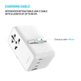 Fixed Universal Travel Adapter 85W EU / UK / USA / AUS - White