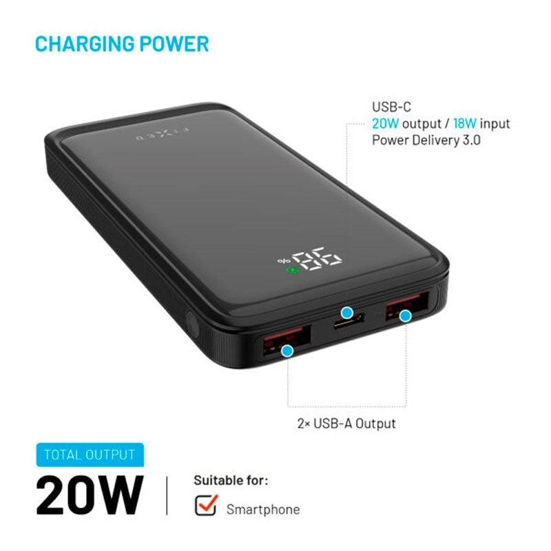 Fixed Zen2 10 - 20W PowerBank 10.000 mAh - Black