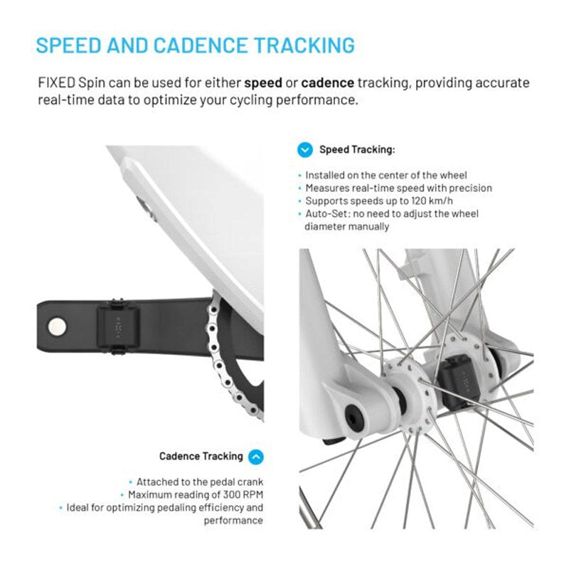 Fixed Spin Speed Sensor for Bicycle incl. Mounting Kit - Black
