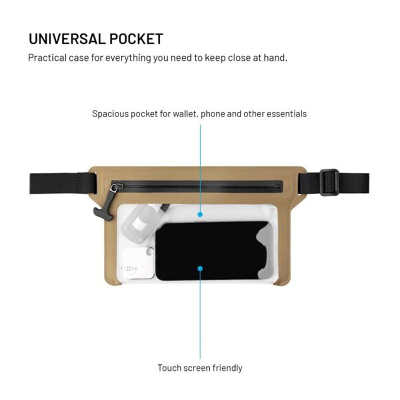 Fixed Waterproof Belt Bag (Max. Mobile Dimensions: 200 x 138 mm) - Beige / Transparent