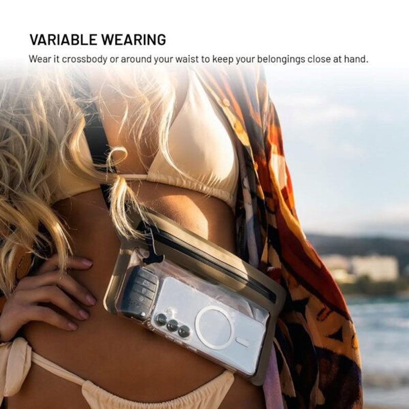 Fixed Waterproof Belt Bag (Max. Mobile Dimensions: 200 x 138 mm) - Beige / Transparent