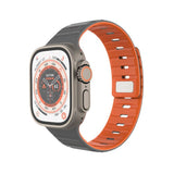 Apple Watch (42/44/SE/45/46/49mm) Fixed Magnetic Silicone Strap - Grey / Orange