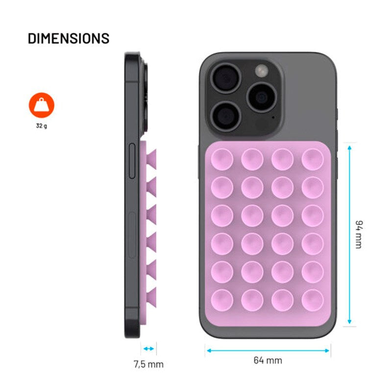 Fixed MagMate Phone Holder - Silicone Suction Cup - MagSafe Compatible - Pink