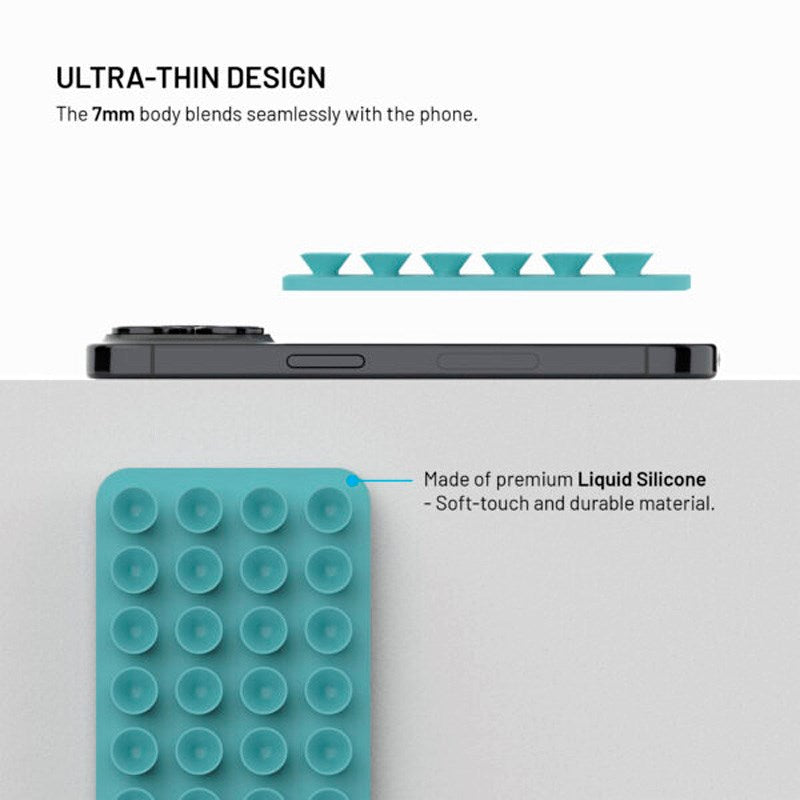 Fixed MagMate Phone Holder - Silicone Suction Cup - MagSafe Compatible - Turquoise