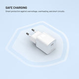 Fixed 30W Mini Wall Charger with USB-C & PD - White