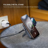 Fixed MagZen 5 20W Qi2 PowerBank with Stand & Apple Watch Charger - MagSafe Compatible - 5000mAh - Gray