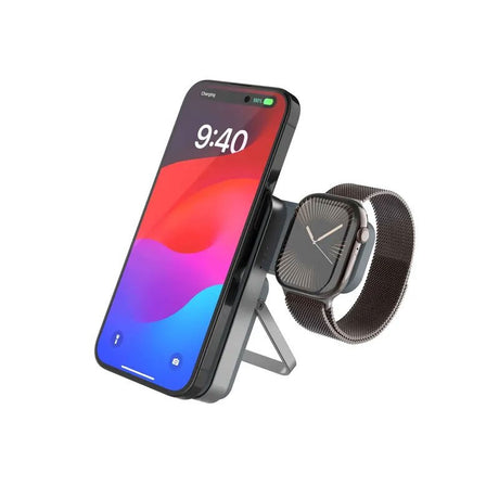 Fixed MagZen 5 20W Qi2 PowerBank with Stand & Apple Watch Charger - MagSafe Compatible - 5000mAh - Gray