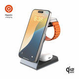 Fixed 3-in-1 Wireless Apple Charger - MagSafe / Qi2 Compatible - Grey