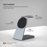 Fixed 3-in-1 Wireless Samsung Charger - MagSafe / Qi2 Compatible - Grey