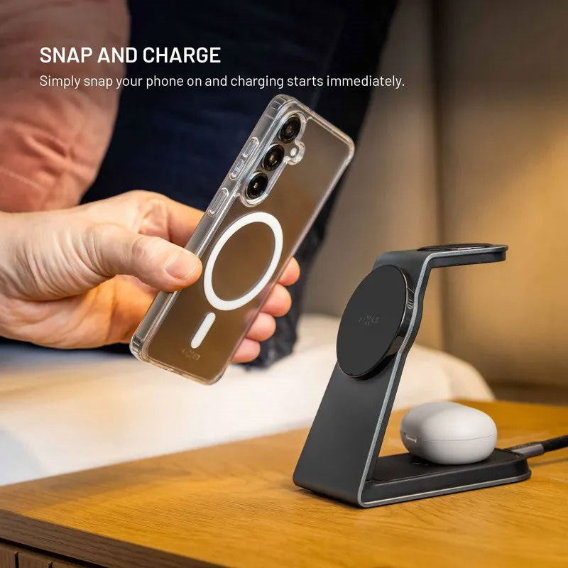 Fixed 3-in-1 Wireless Samsung Charger - MagSafe / Qi2 Compatible - Grey