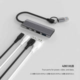 Fixed 4-in-1 USB-C Multiport with 2 x USB-A 2 x USB-C - Silver