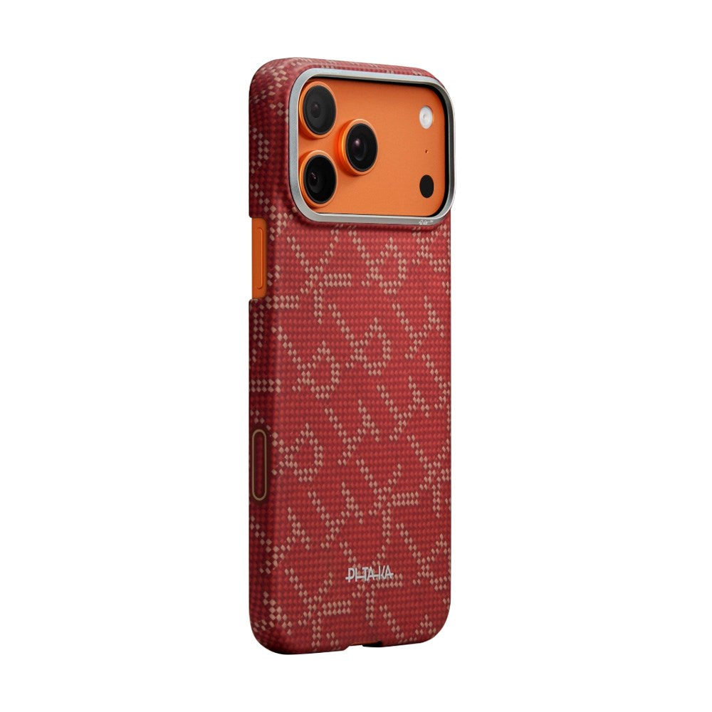 iPhone 17 Pro PITAKA Edge Monogram Case - MagSafe Compatible - Gold / Red