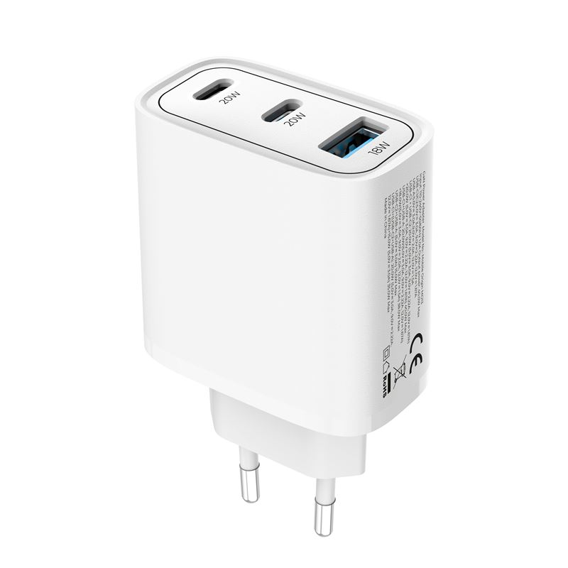 Mobile Origin GaN 40W Wall Charger with USB-A + 2 USB-C Ports - White