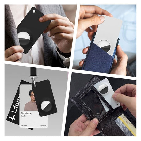 Mobile Origin AirTag Card with Hole for Lanyard - White