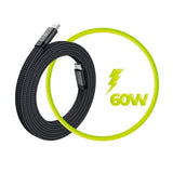 Mobile Origin Flat Magnetic USB-C to USB-C Cable - 1m - Black