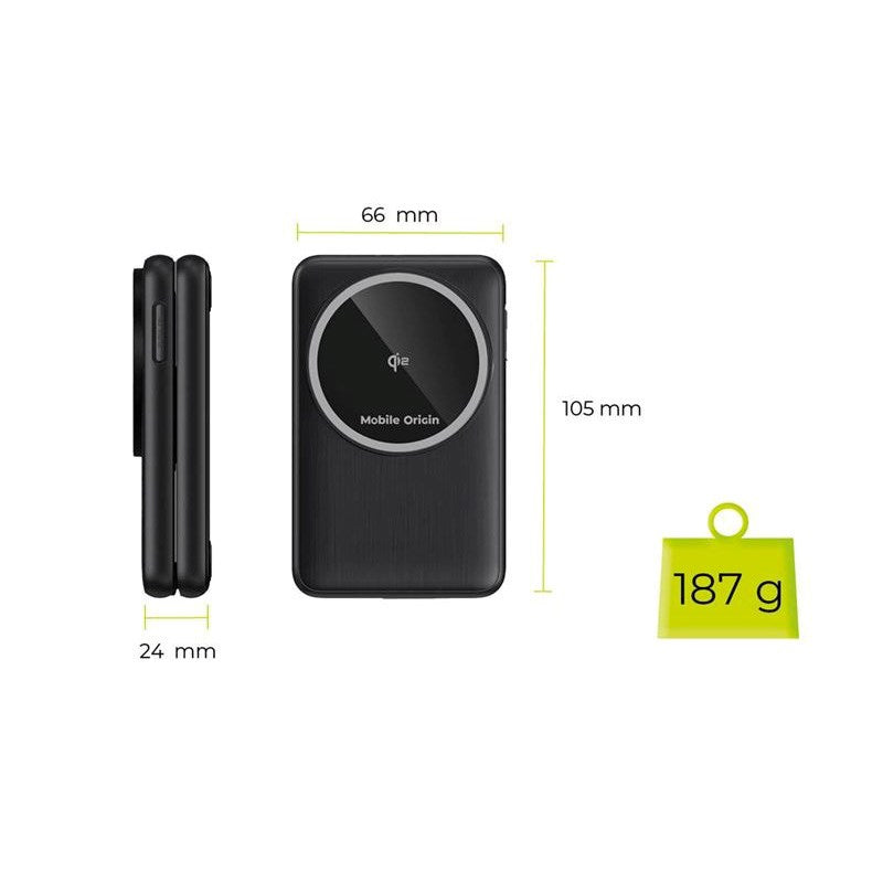 Mobile Origin 3-in-1 Qi2 Foldable Wireless Charger for Phone & Apple Watch & Earphones - Black