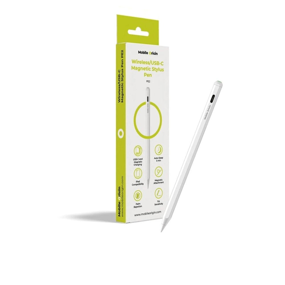 Mobile Origin Wireless Stylus Pen PE2 with USB-C - White