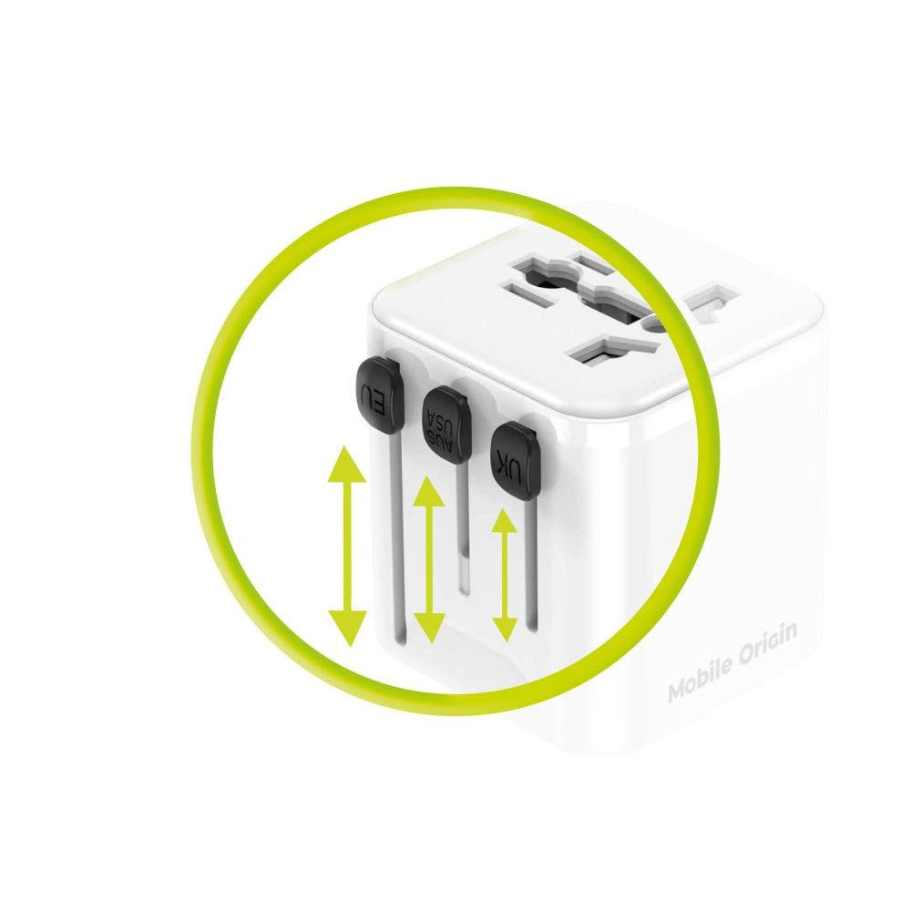 Mobile Origin 30W Universal Travel Adapter EU/UK/US/AUS - White