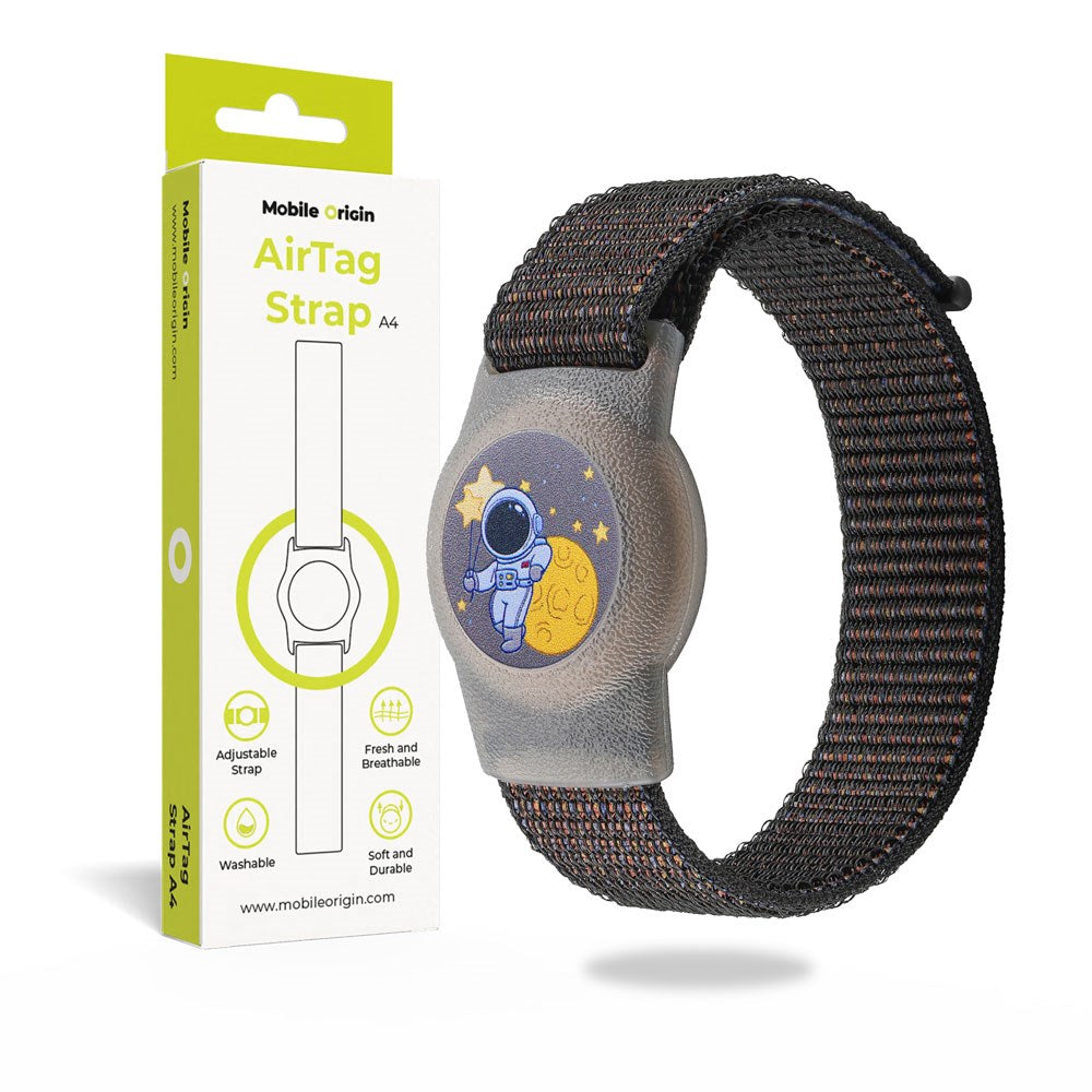 Mobile Origin Apple AirTag Nylon Strap for Kids - Black Astronaut