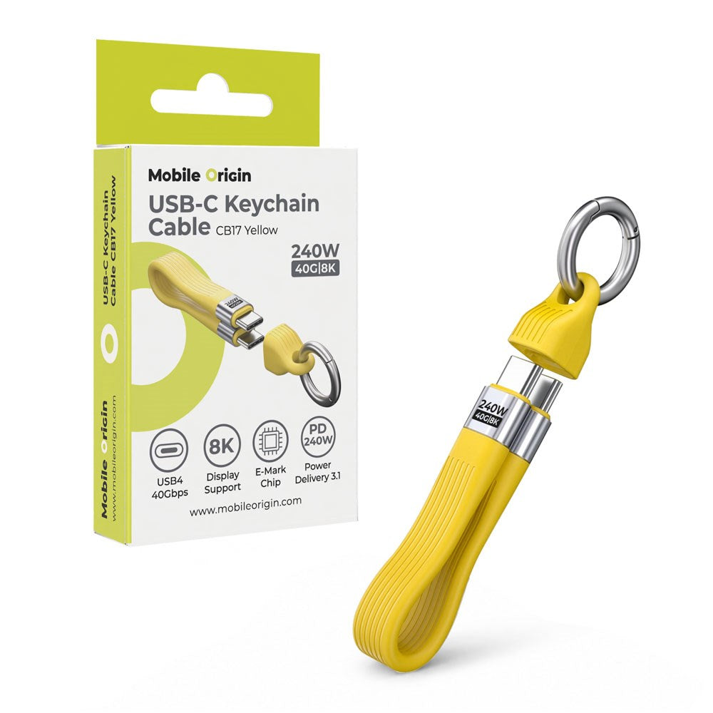 Mobile Origin 240W USB-C to USB-C Keychain Cable - 13cm - Yellow
