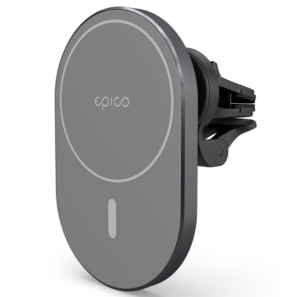 Epico Magnetic Mobile Phone Holder for Car w. 15W Wireless Charging & 18W Car Charger - MagSafe Compatible - Space Grey