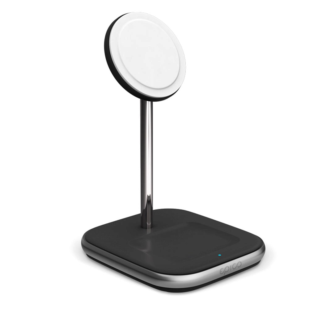 Epico Magnetic 2-in-1 Wireless Charger 15W w. PD 20W Wall Charger - MagSafe Compatible - Black