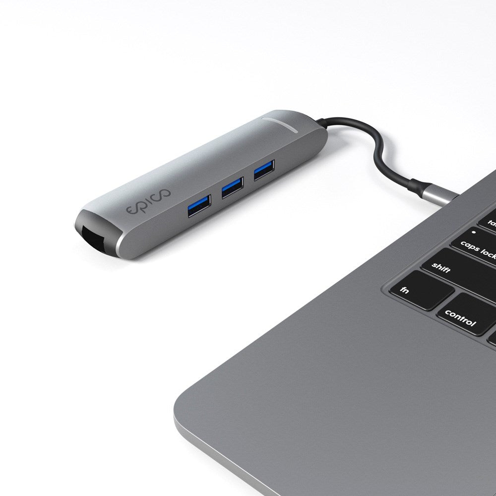 Epico 6-in-1 USB-C Adapter – Slim Design with 8K Resolution - Space Grey