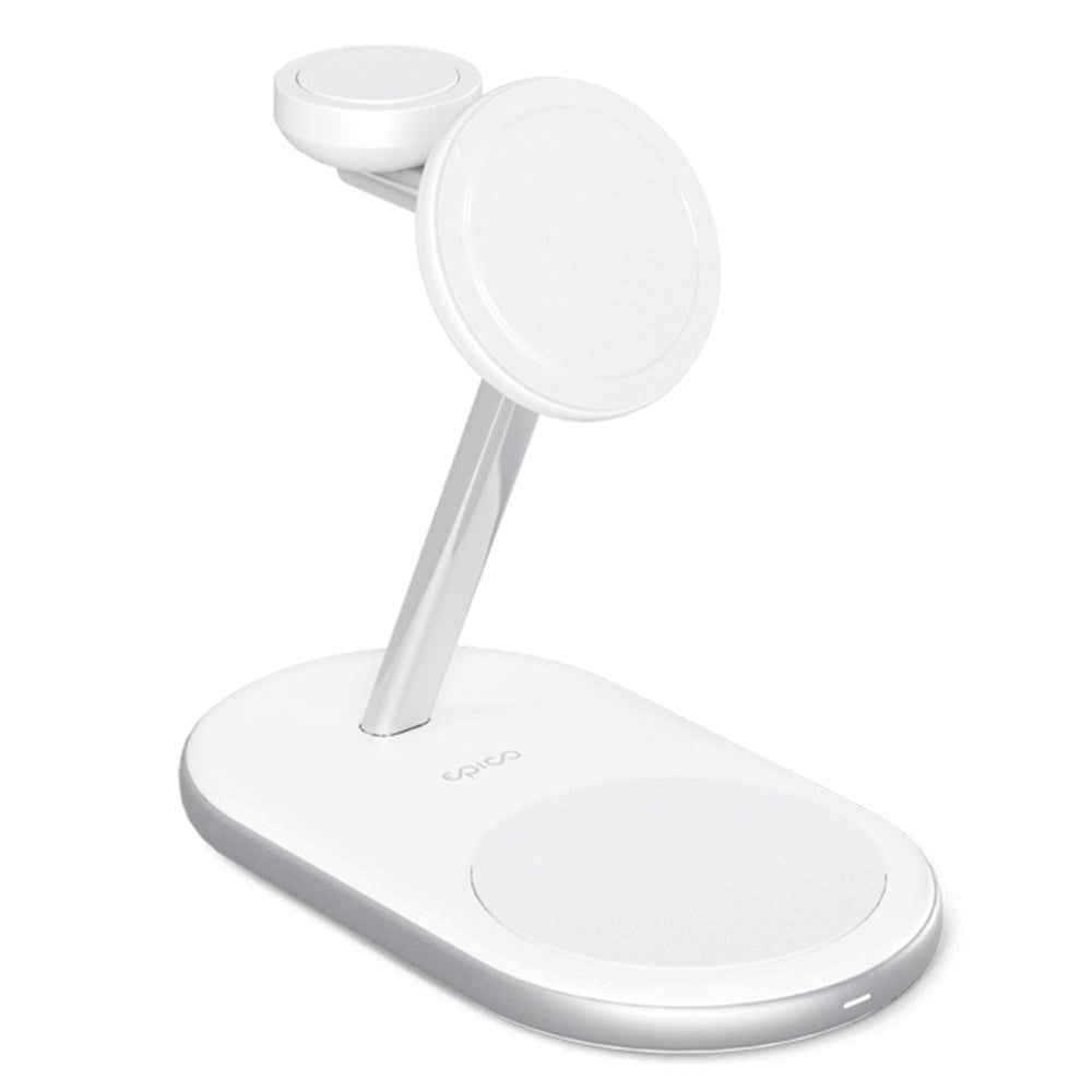 Epico Charging Stand - 3-in-1 15W Wireless Charger - MagSafe Compatible - White