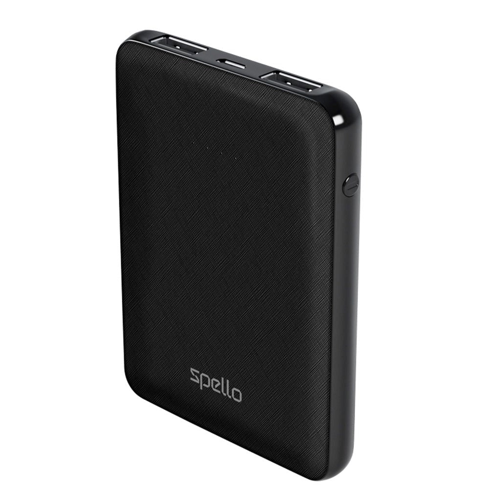 Spello Pocket Powerbank 10W with 2 x USB-A - 5,000 mAh - Black