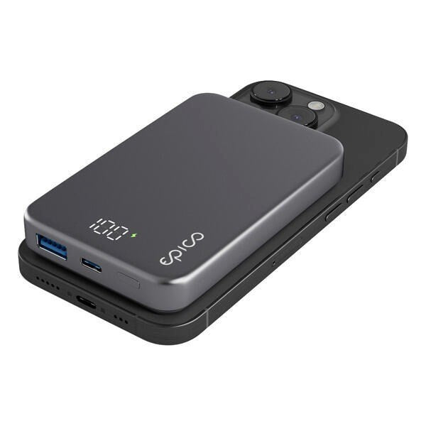 Epico Mag+ Aluminum Powerbank 10,000mAh / 20W - MagSafe Compatible - Grey