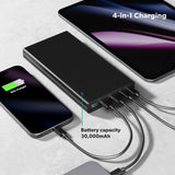 Epico 45W Power Bank 30,000 mAh with 2 x USB-A Plug 2 x USB-C Plug 1 x USB-C Cable - Black