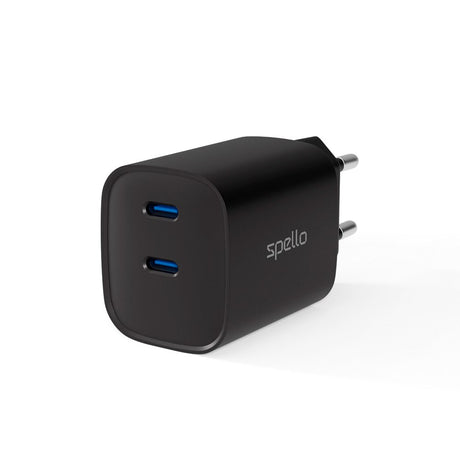 Spello 45W PD (Power Delivery) Wall Charger with 2 x USB-C - Black