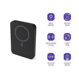Spello ForcePack 5000mAh Magnetic Power Bank 15W - MagSafe Compatible - Black