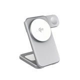 Spello ForceBase Foldable 3-in-1 Wireless Qi2 Charger 15W - MagSafe Compatible - Silver