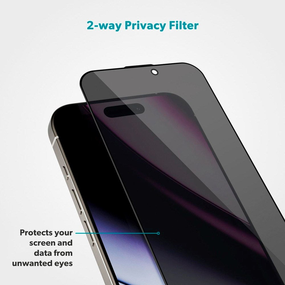 iPhone 17 Pro Max Epico Privacy Glass 3D Screen Protector Glass with Installation Frame - Transparent