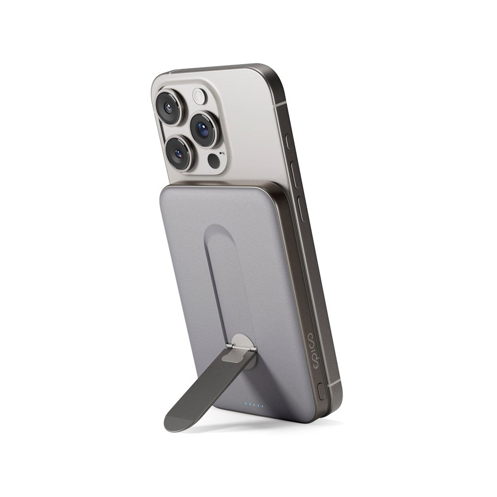 Epico UltraPack Qi2 Stand Alu Mag+ PowerBank 5000 mAh - MagSafe Compatible - Titanium